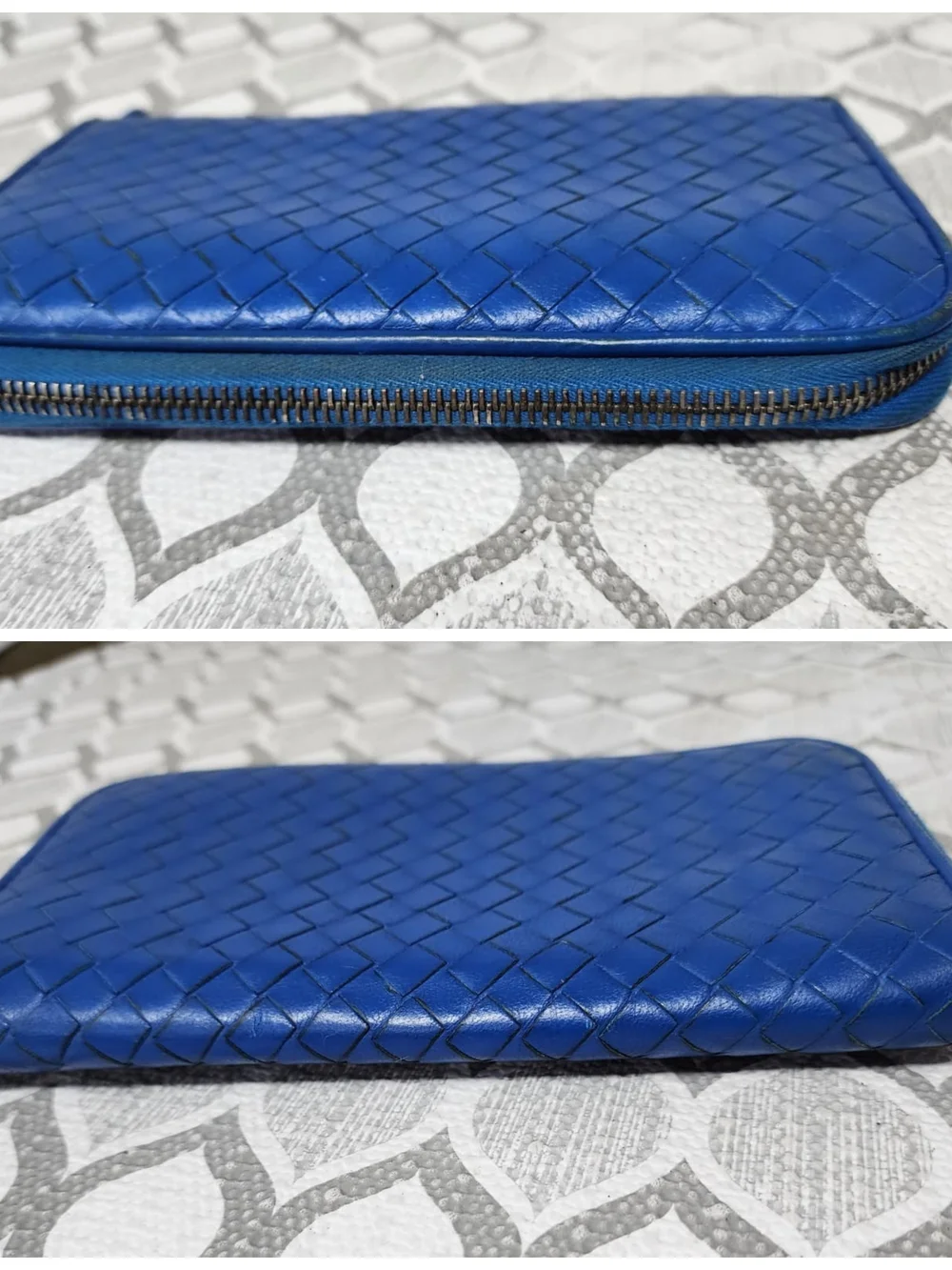 Bottega Veneta Zip-Around Intrecciato Weave Continental Wallet Blue